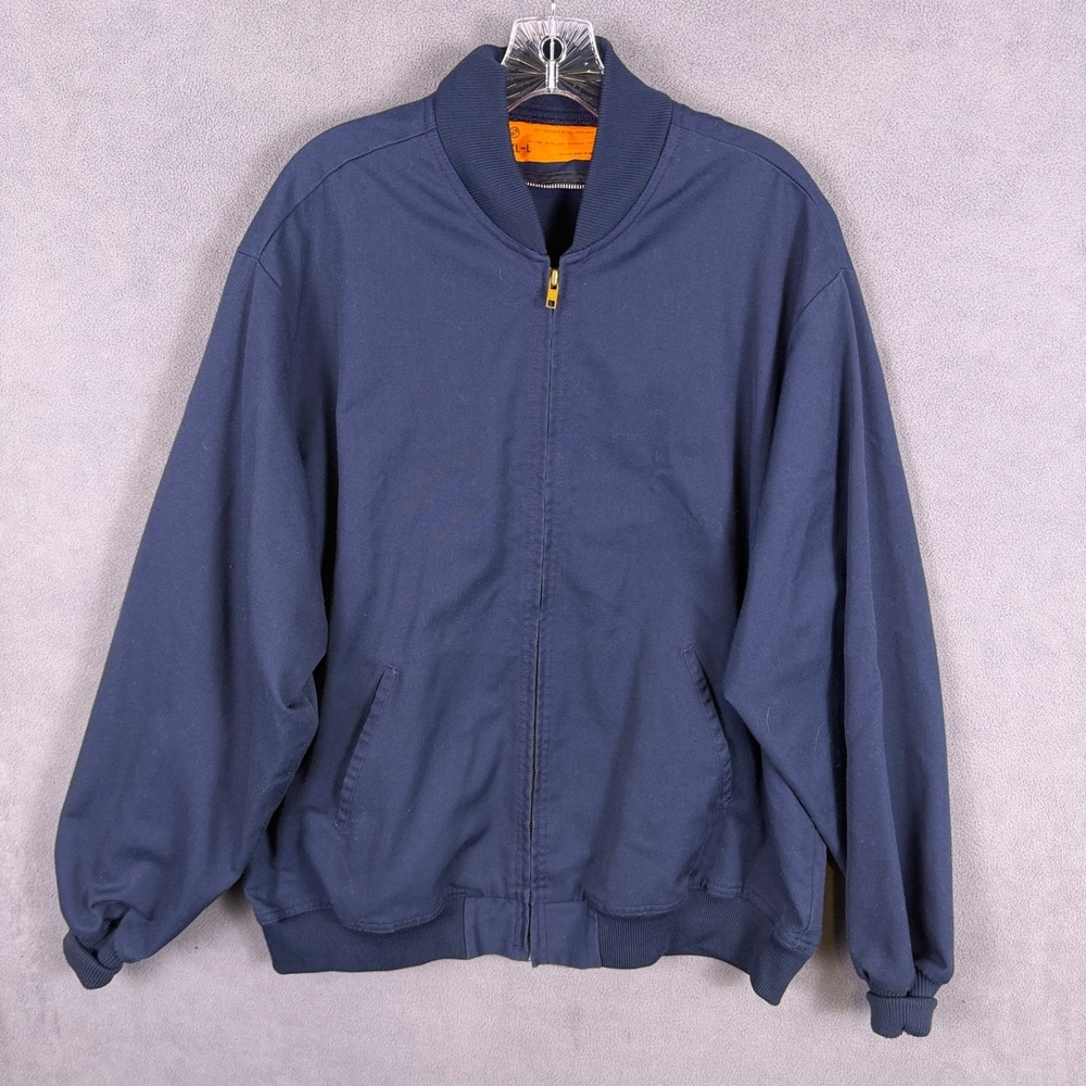 Vintage Uniform Mens Jacket XL 80s Blue Canvas Zip Front Bomber No Liner